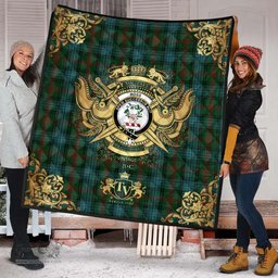 Scottish Ross Hunting 01 Clan Tartan Quilt - Military Logo Style Scottish Plaid Tartan Plaid
