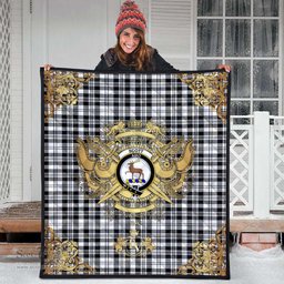 Scottish Scott Black White Modern Clan Tartan Quilt - Military Logo Style Scottish Plaid Tartan Plaid