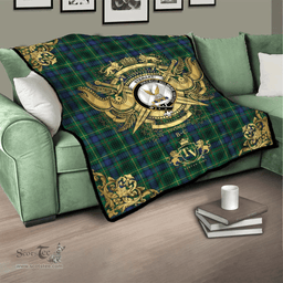 Scottish Stewart Hunting Modern Clan Tartan Quilt - Military Logo Style Scottish Plaid Tartan Plaid