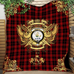 Scottish Murray of Ochtertyre Clan Tartan Quilt - Military Logo Style Scottish Plaid Tartan Plaid