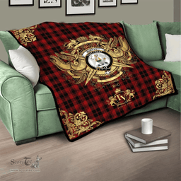 Scottish Murray of Ochtertyre Clan Tartan Quilt - Military Logo Style Scottish Plaid Tartan Plaid