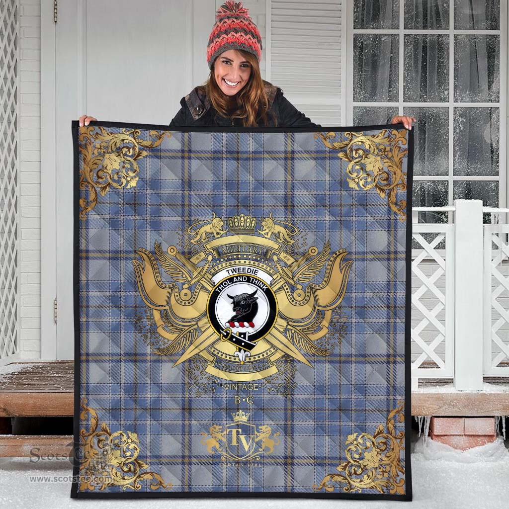 Scottish Tweedie Clan Tartan Quilt - Military Logo Style Scottish Plaid Tartan Plaid