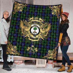 Scottish Mowat Clan Tartan Quilt - Military Logo Style Scottish Plaid Tartan Plaid