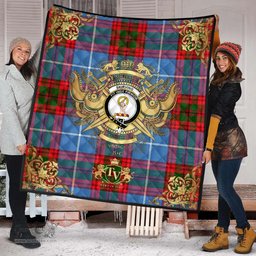 Scottish Skirving Clan Tartan Quilt - Military Logo Style Scottish Plaid Tartan Plaid