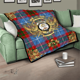 Scottish Skirving Clan Tartan Quilt - Military Logo Style Scottish Plaid Tartan Plaid