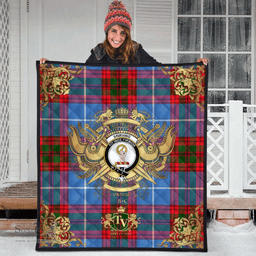 Scottish Skirving Clan Tartan Quilt - Military Logo Style Scottish Plaid Tartan Plaid