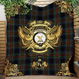 Scottish Stewart Black 02 Clan Tartan Quilt - Military Logo Style Scottish Plaid Tartan Plaid