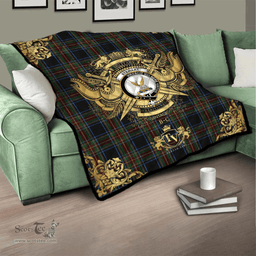 Scottish Stewart Black 02 Clan Tartan Quilt - Military Logo Style Scottish Plaid Tartan Plaid