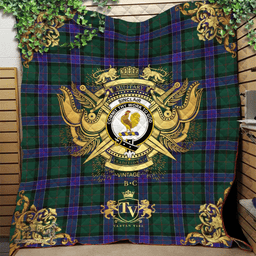 Scottish Sinclair Hunting Modern Clan Tartan Quilt - Military Logo Style Scottish Plaid Tartan Plaid