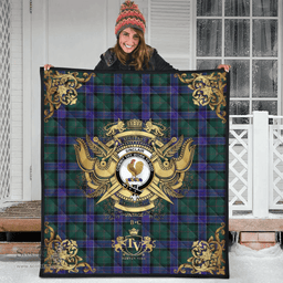 Scottish Sinclair Hunting Modern Clan Tartan Quilt - Military Logo Style Scottish Plaid Tartan Plaid