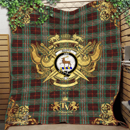 Scottish Scott Brown Ancient Clan Tartan Quilt - Military Logo Style Scottish Plaid Tartan Plaid