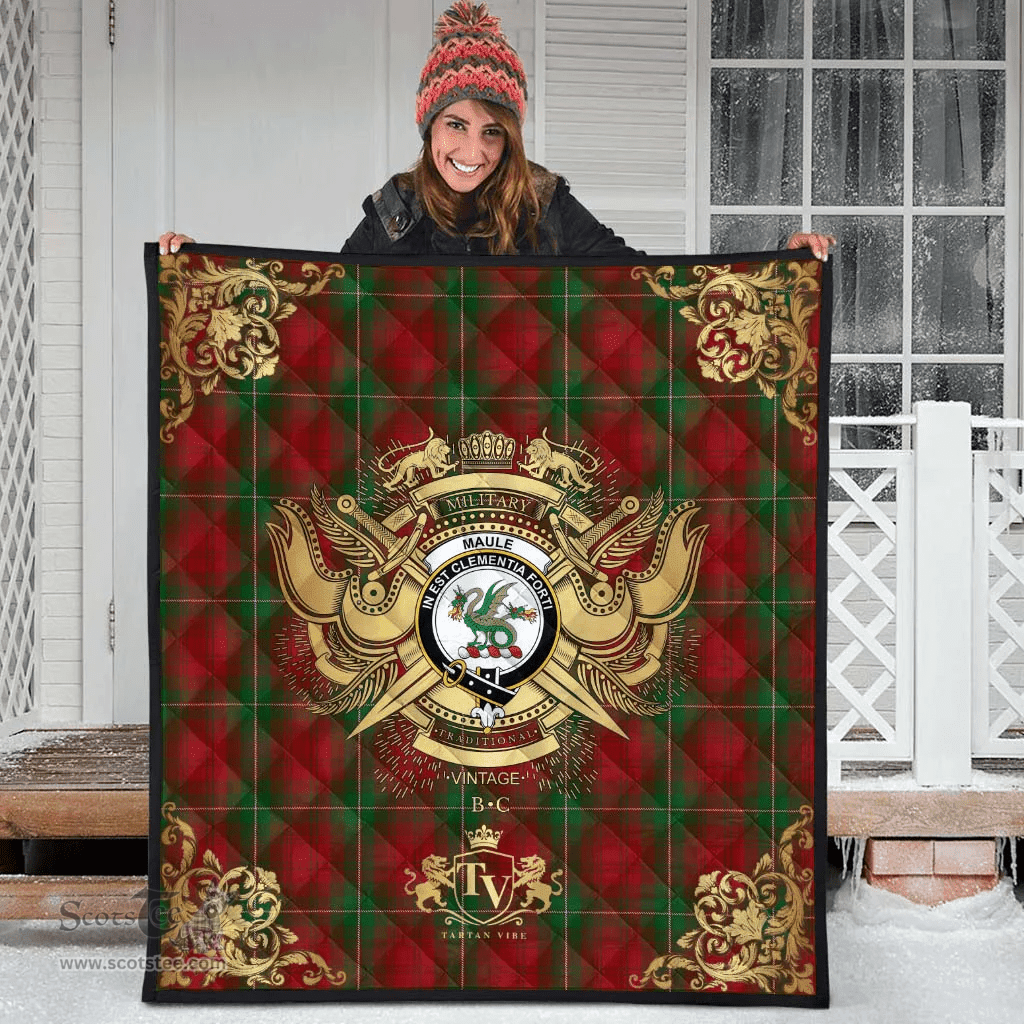 Scottish Mauthe Unidentified Clan Tartan Quilt - Military Logo Style Scottish Plaid Tartan Plaid