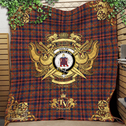 Scottish Ogilvie (Ogilvy) 05 Clan Tartan Quilt - Military Logo Style Scottish Plaid Tartan Plaid