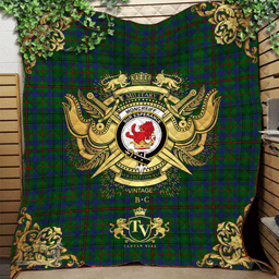 Scottish Moncrieff of Atholl Clan Tartan Quilt - Military Logo Style Scottish Plaid Tartan Plaid