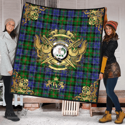 Scottish Paterson Clan Tartan Quilt - Military Logo Style Scottish Plaid Tartan Plaid