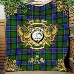 Scottish Paterson Clan Tartan Quilt - Military Logo Style Scottish Plaid Tartan Plaid
