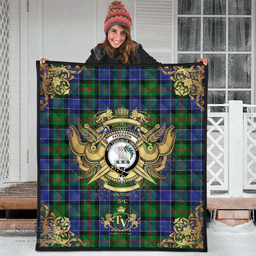 Scottish Paterson Clan Tartan Quilt - Military Logo Style Scottish Plaid Tartan Plaid