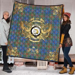 Scottish Stewart of Appin Hunting Ancient Clan Tartan Quilt - Military Logo Style Scottish Plaid Tartan Plaid