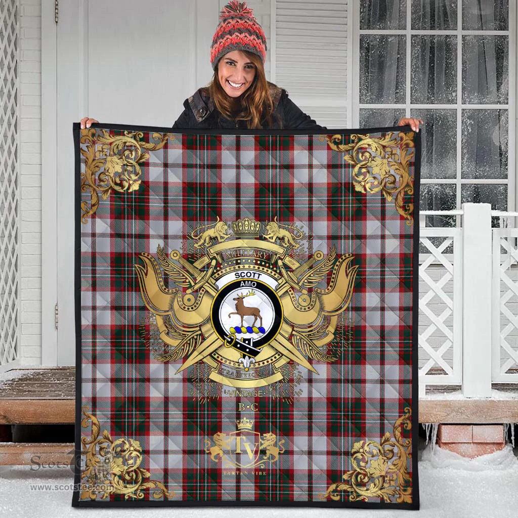 Scottish Scott Dress 01 Clan Tartan Quilt - Military Logo Style Scottish Plaid Tartan Plaid