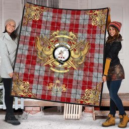 Scottish MacRae of Conchra 02 Clan Tartan Quilt - Military Logo Style Scottish Plaid Tartan Plaid