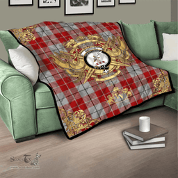 Scottish MacRae of Conchra 02 Clan Tartan Quilt - Military Logo Style Scottish Plaid Tartan Plaid