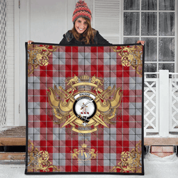 Scottish MacRae of Conchra 02 Clan Tartan Quilt - Military Logo Style Scottish Plaid Tartan Plaid