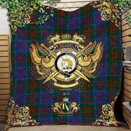 Scottish Stewart of Appin 02 Clan Tartan Quilt - Military Logo Style Scottish Plaid Tartan Plaid