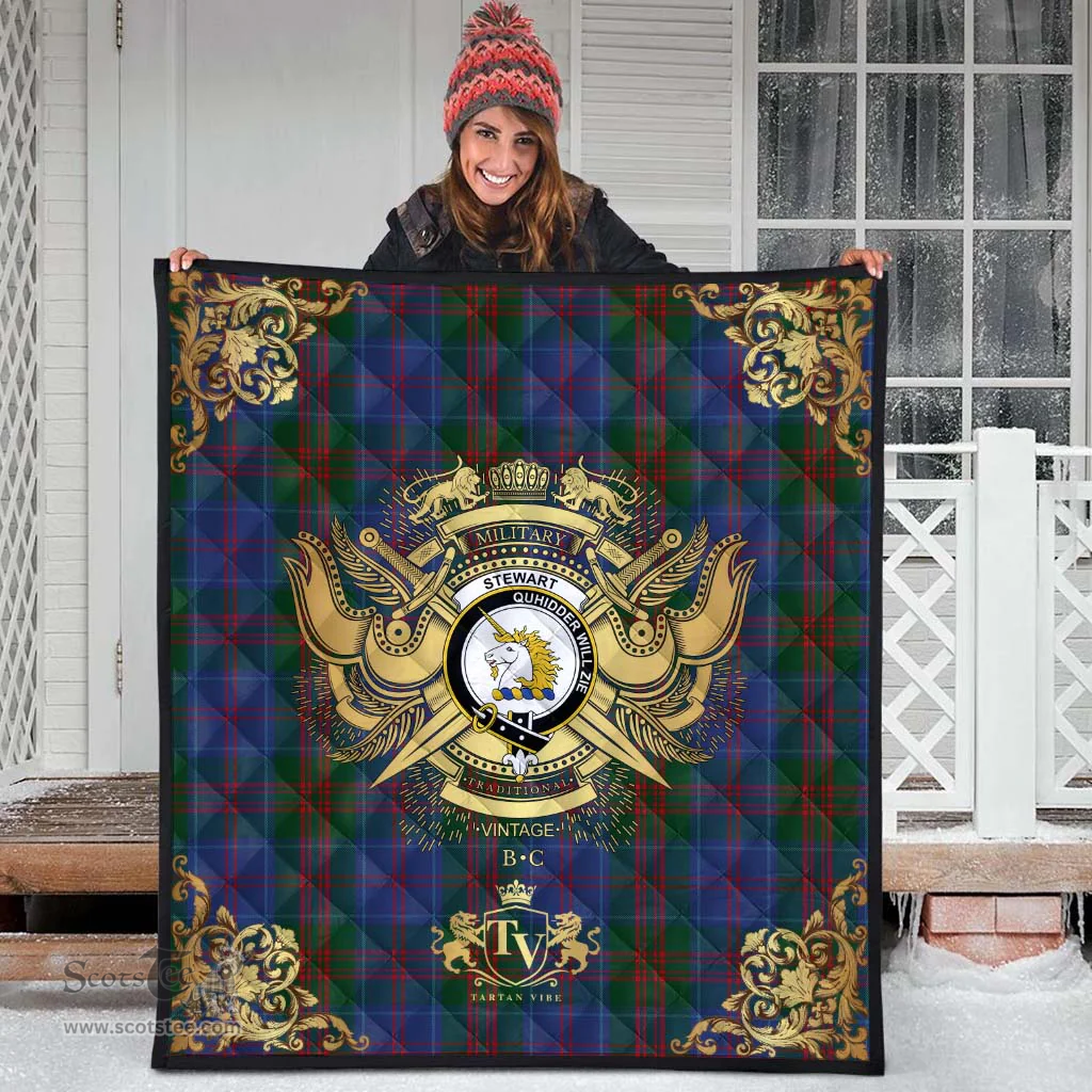 Scottish Stewart of Appin 02 Clan Tartan Quilt - Military Logo Style Scottish Plaid Tartan Plaid