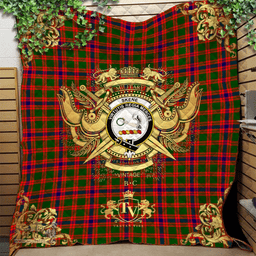 Scottish Skene Modern Clan Tartan Quilt - Military Logo Style Scottish Plaid Tartan Plaid
