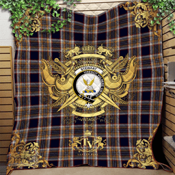 Scottish Stewart Navy Clan Tartan Quilt - Military Logo Style Scottish Plaid Tartan Plaid