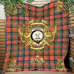 Scottish Stewart Royal Ancient Clan Tartan Quilt - Military Logo Style Scottish Plaid Tartan Plaid