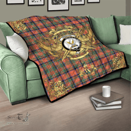 Scottish Stewart Royal Ancient Clan Tartan Quilt - Military Logo Style Scottish Plaid Tartan Plaid
