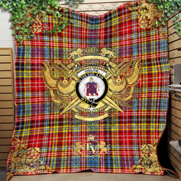 Scottish Ogilvie (Ogilvy) of Airlie Ancient Clan Tartan Quilt - Military Logo Style Scottish Plaid Tartan Plaid