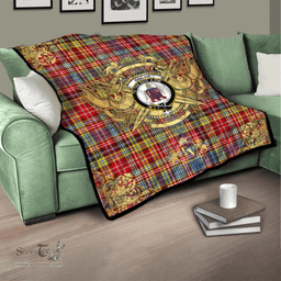 Scottish Ogilvie (Ogilvy) of Airlie Ancient Clan Tartan Quilt - Military Logo Style Scottish Plaid Tartan Plaid