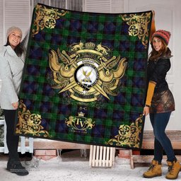 Scottish Stewart Old Clan Tartan Quilt - Military Logo Style Scottish Plaid Tartan Plaid
