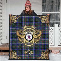 Scottish Ogilvie (Ogilvy) Hunting Modern Clan Tartan Quilt - Military Logo Style Scottish Plaid Tartan Plaid