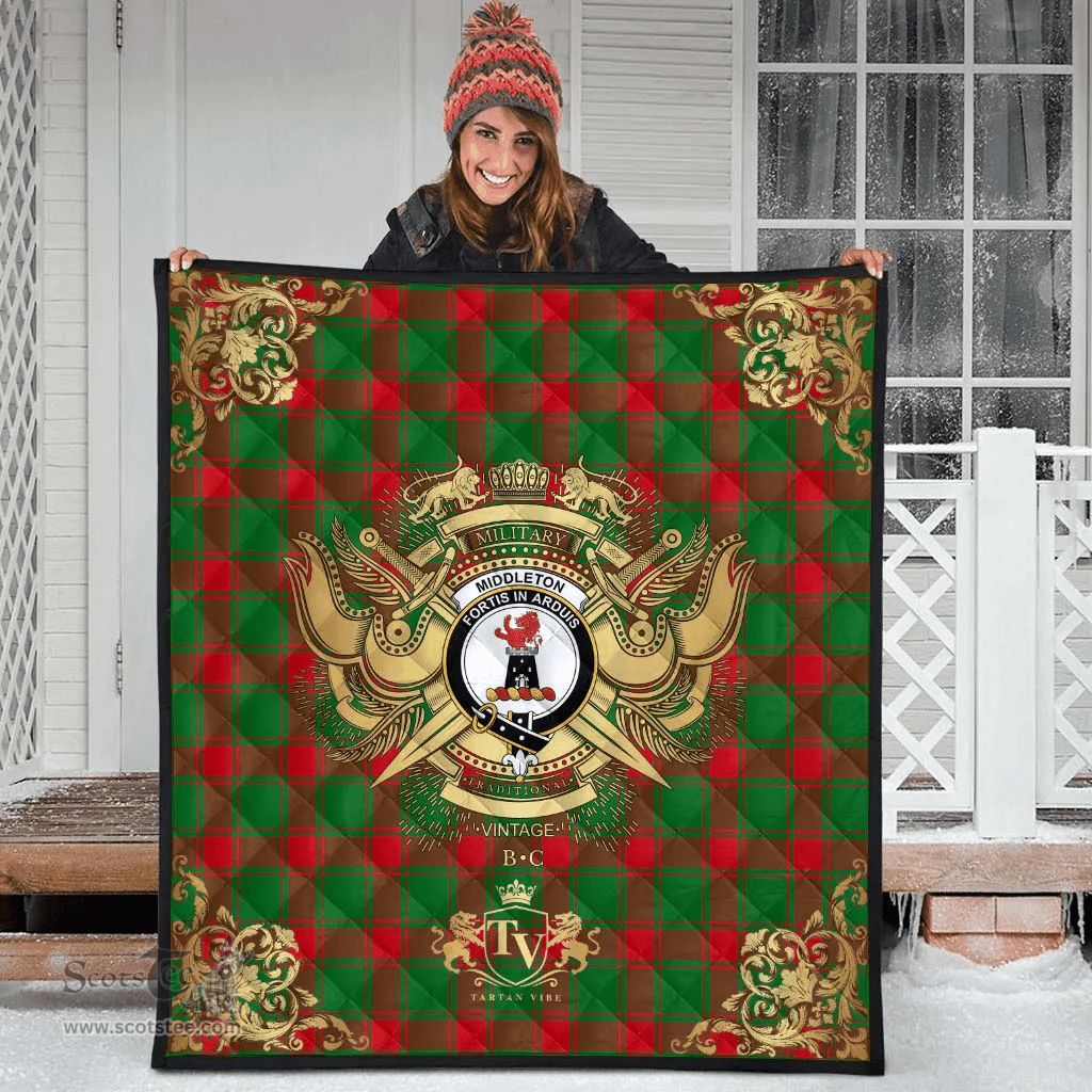 Scottish Middleton Modern Clan Tartan Quilt - Military Logo Style Scottish Plaid Tartan Plaid