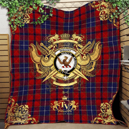 Scottish Wishart Dress Clan Tartan Quilt - Military Logo Style Scottish Plaid Tartan Plaid
