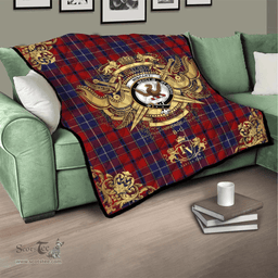 Scottish Wishart Dress Clan Tartan Quilt - Military Logo Style Scottish Plaid Tartan Plaid