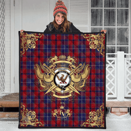 Scottish Wishart Dress Clan Tartan Quilt - Military Logo Style Scottish Plaid Tartan Plaid