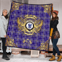 Scottish Ochterlony Clan Tartan Quilt - Military Logo Style Scottish Plaid Tartan Plaid