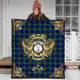 Scottish Sempill Modern Clan Tartan Quilt - Military Logo Style Scottish Plaid Tartan Plaid