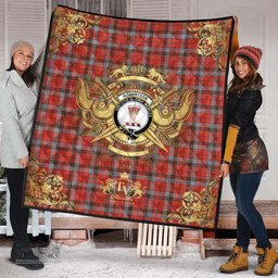 Scottish Robertson Weathered Clan Tartan Quilt - Military Logo Style Scottish Plaid Tartan Plaid