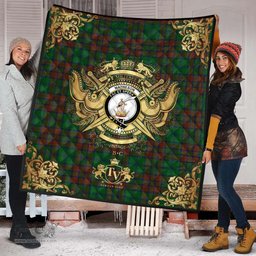 Scottish Matheson Hunting Highland Clan Tartan Quilt - Military Logo Style Scottish Plaid Tartan Plaid