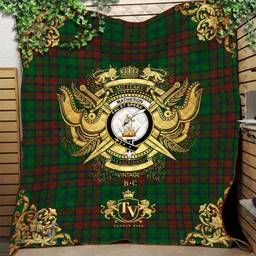 Scottish Matheson Hunting Highland Clan Tartan Quilt - Military Logo Style Scottish Plaid Tartan Plaid