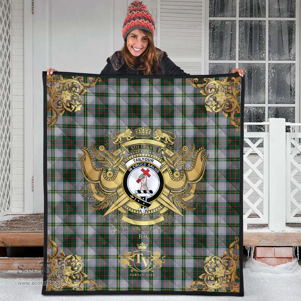 Scottish Taylor Dress Clan Tartan Quilt - Military Logo Style Scottish Plaid Tartan Plaid