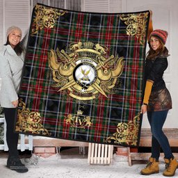 Scottish Stewart Black 03 Clan Tartan Quilt - Military Logo Style Scottish Plaid Tartan Plaid
