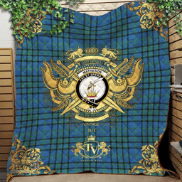 Scottish Matheson Hunting Ancient Clan Tartan Quilt - Military Logo Style Scottish Plaid Tartan Plaid