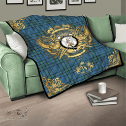 Scottish Matheson Hunting Ancient Clan Tartan Quilt - Military Logo Style Scottish Plaid Tartan Plaid