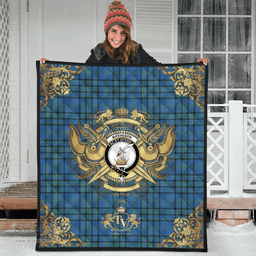 Scottish Matheson Hunting Ancient Clan Tartan Quilt - Military Logo Style Scottish Plaid Tartan Plaid